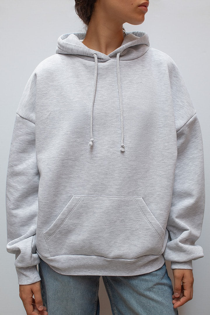 Avelyn | Grijze Hoodie met Pailletten Vleugels