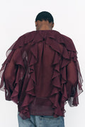 Riva Ruffle Blouse – burgundowa / bordeaux – kobieca stylizacja z falbanami