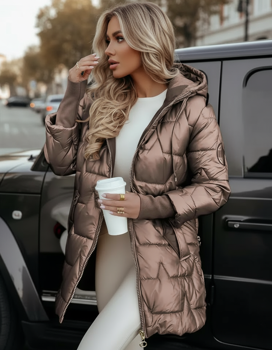 Velmora brązowa kurtka z połyskiem