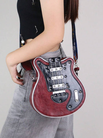 Torebka RebelMuse bordowa / bordeaux – crossbody w kształcie gitary elektrycznej