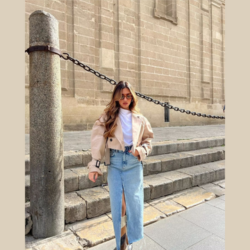 Beżowy trencz City Chic z paskiem