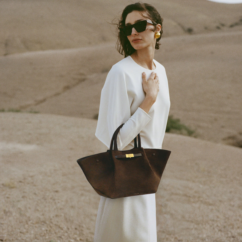 Firenze Suede Tote – ciemnobrązowa torba zamszowa