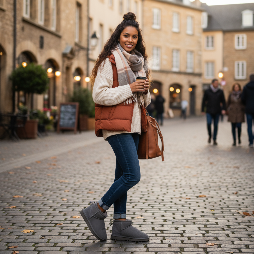Szare botki CozyFeet z futerkiem