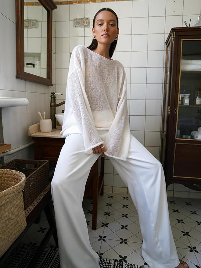 Elayne Knit | Luchtige Oversized Trui met Wijde Mouwen