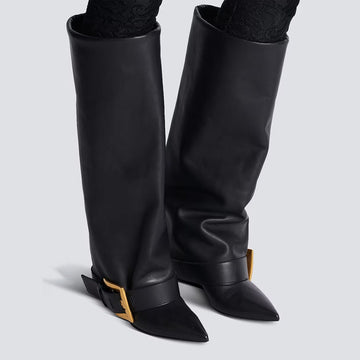 Velmira | High Fashion Statement Boots met Gouden Gesp