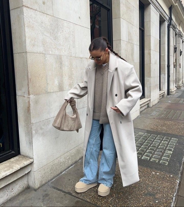 Marais coat beżowy / beige – stylowy płaszcz oversize na jesień