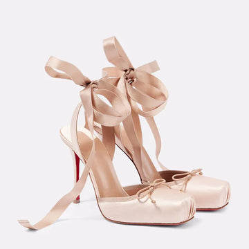 Seraphine Ballet Heels | Satijnen Lace-Up Pumps met Elegante Strikken