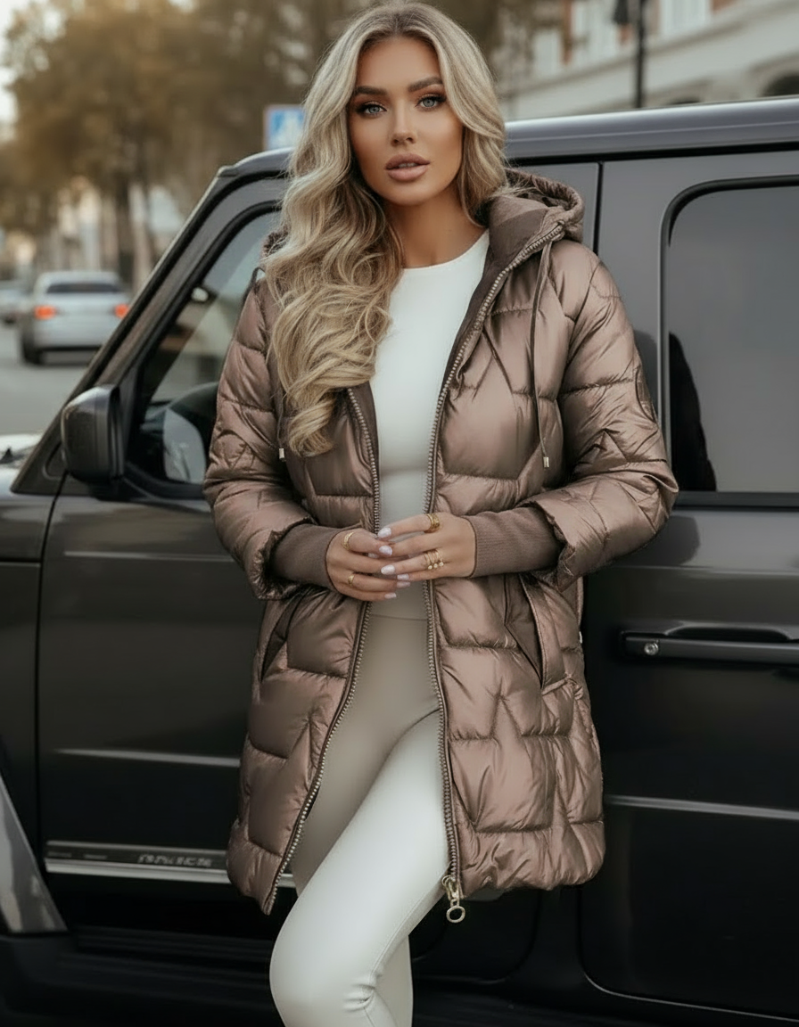 Velmora brązowa kurtka z połyskiem