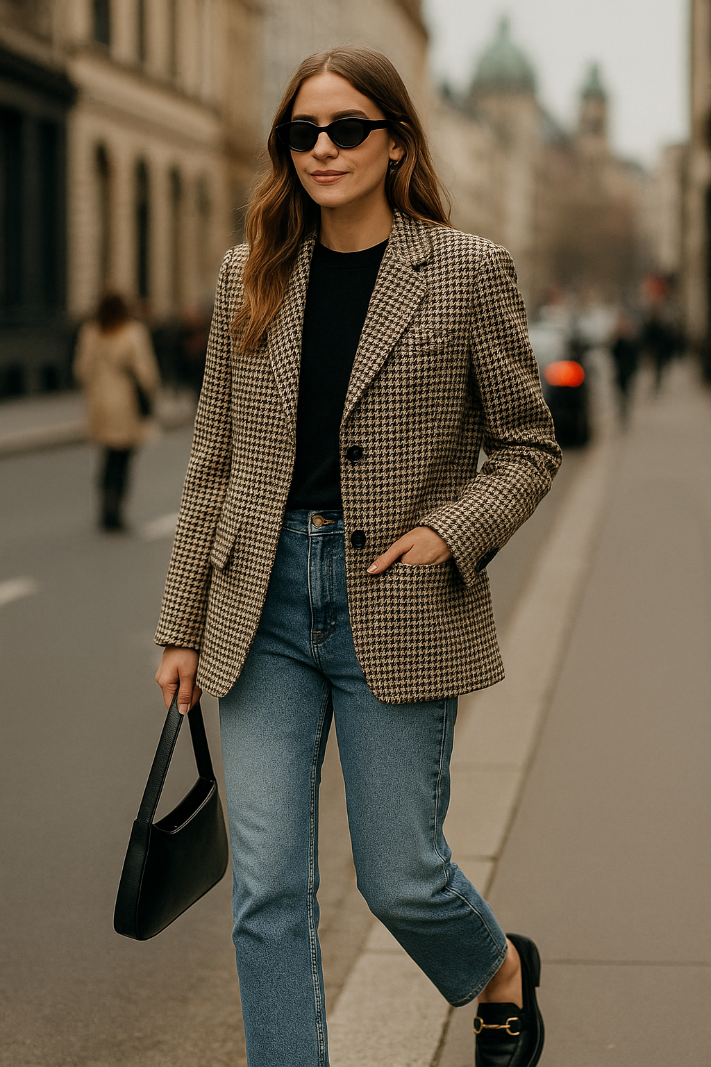 Noverra marynarka z guzikami – beżowo-czarna