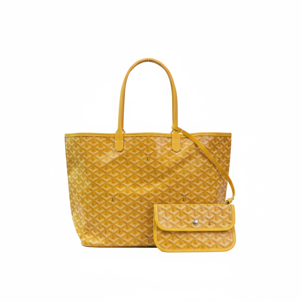 żółta torba tote z dopasowaną kopertówką