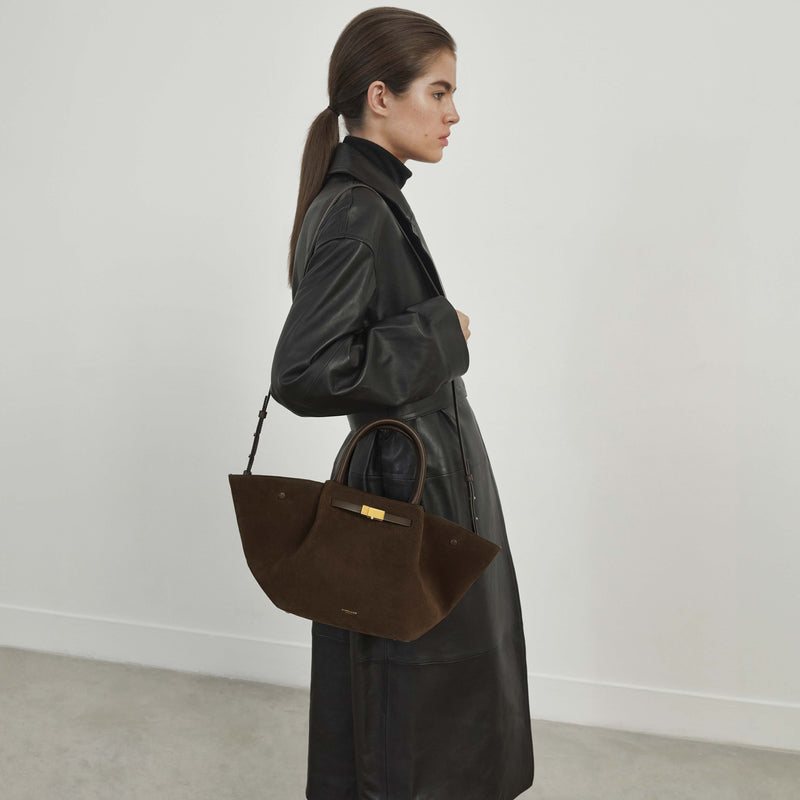 Firenze Suede Tote – ciemnobrązowa torba zamszowa