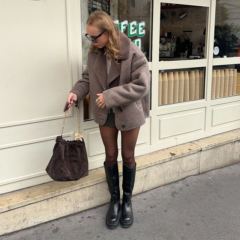 Nevada Luxe kurtka z grubym futerkiem wewnątrz – detal materiału